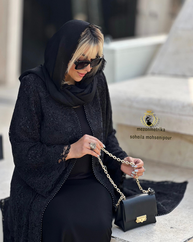 مانتو زنانه گیپور مشکی کد5