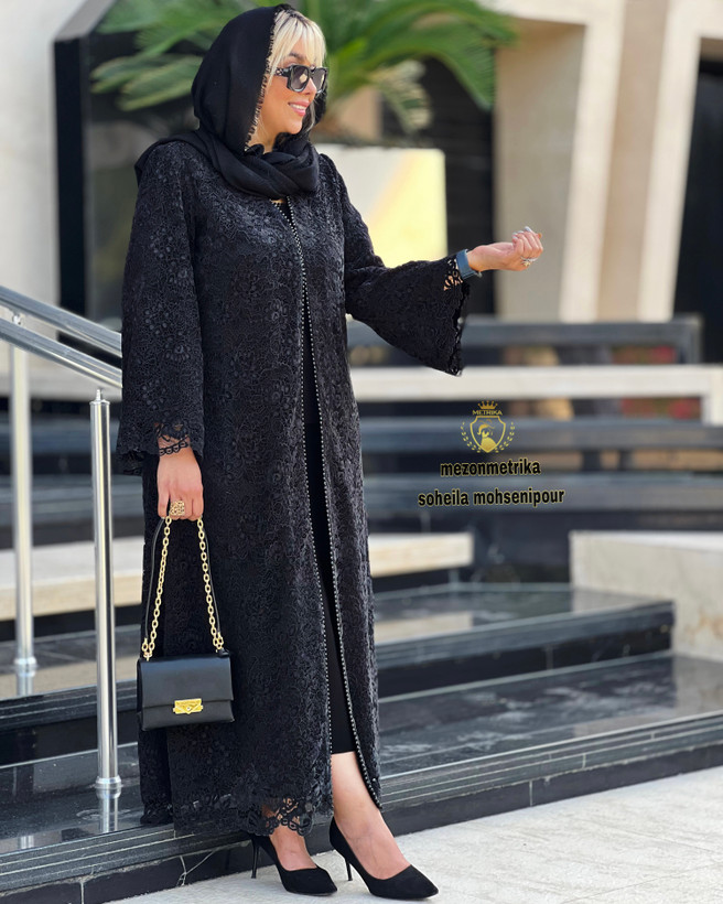 مانتو زنانه گیپور مشکی کد5